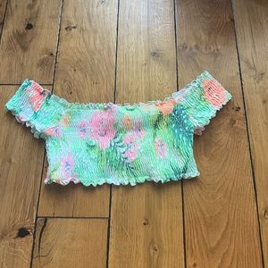 VS Pink Smocked Bikini Top | Size Small
